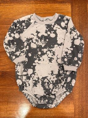 NWOT Greyson Mini Baby Fleece Romper, Black/Grey, 12 Months